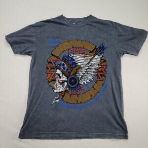 Affliction Mens XL Live Fast Skull Headdress Graphic Tee Shirt Gray Cotton USA